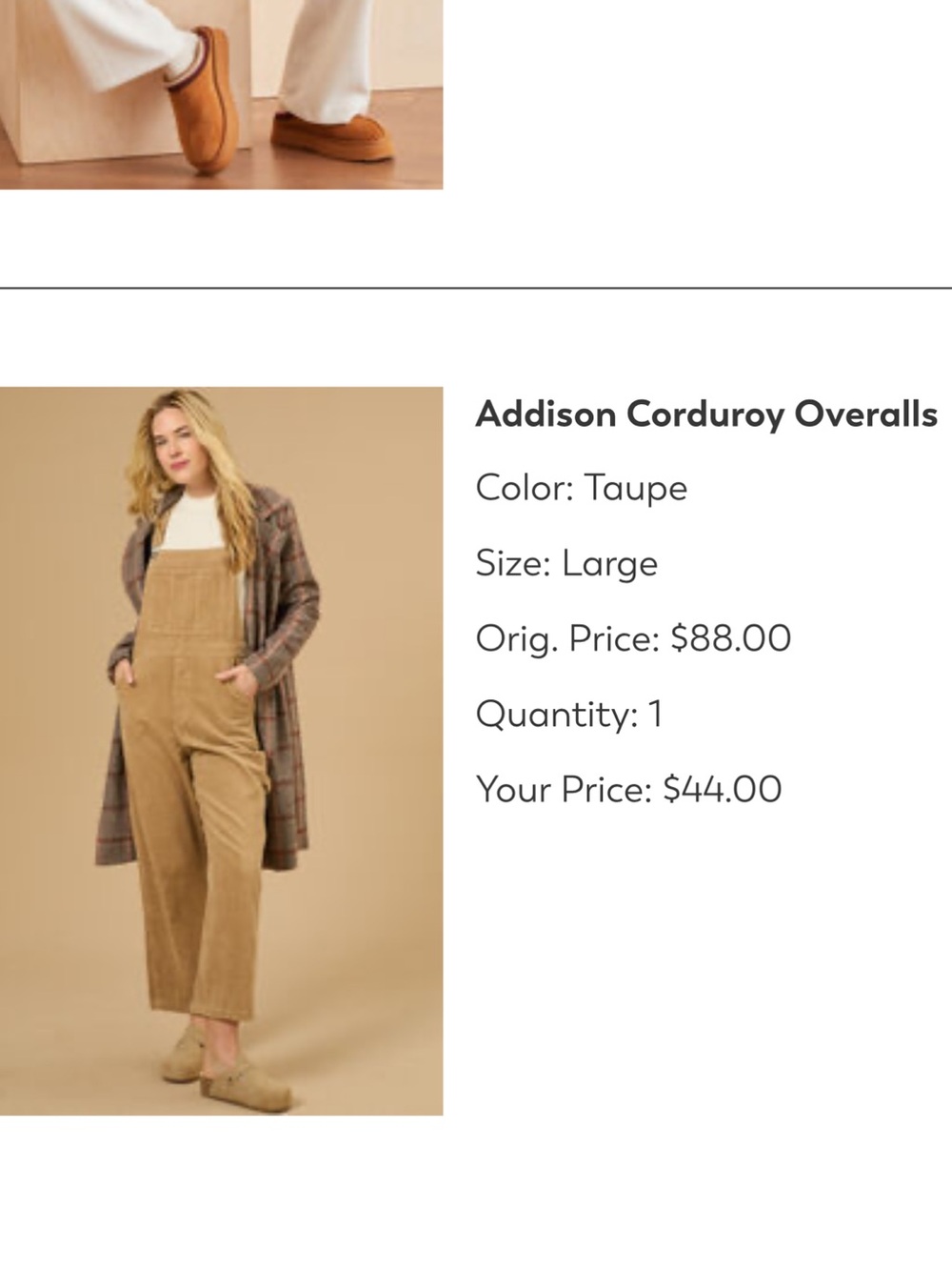 Altar'd State Taupe Corduroy Overalls Jumpsuit - Picture 4 of 4
